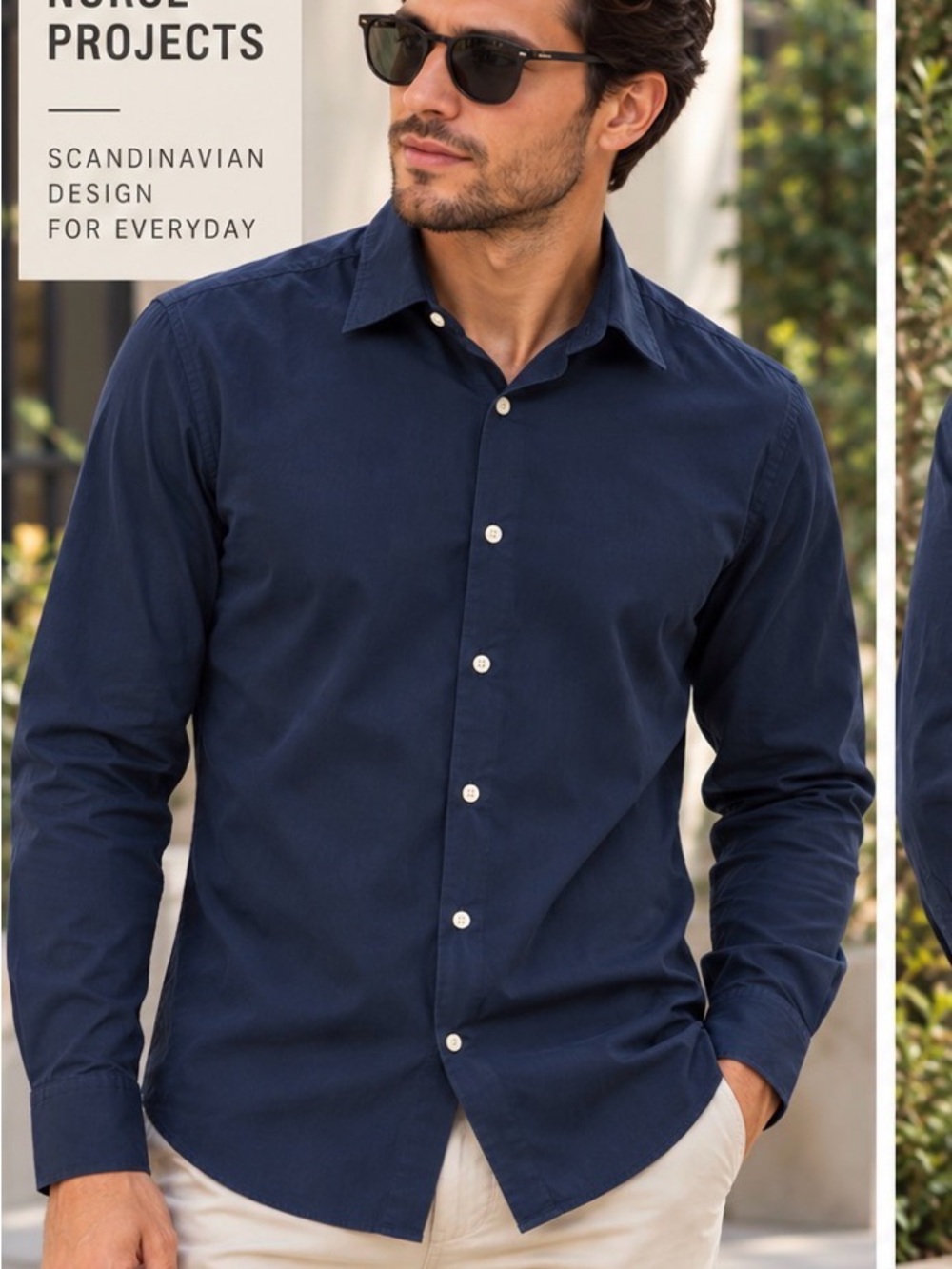 Norse Projects Hans Classic Poplin Shirt Men S Navy Blue Cotton Denmark N40-0482